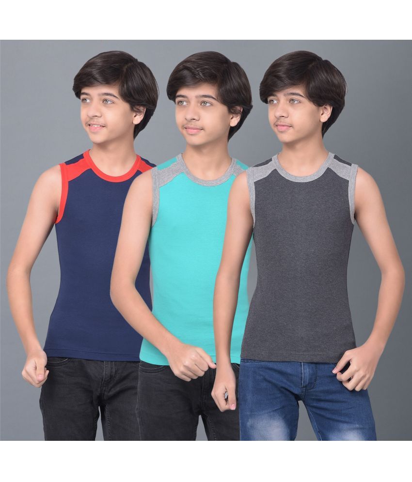     			Pack of 3 Dollar Bigboss Cotton Blend Solid Boys Vest ( Multi Color ) MBKB-05-BB05-PO3-CO4