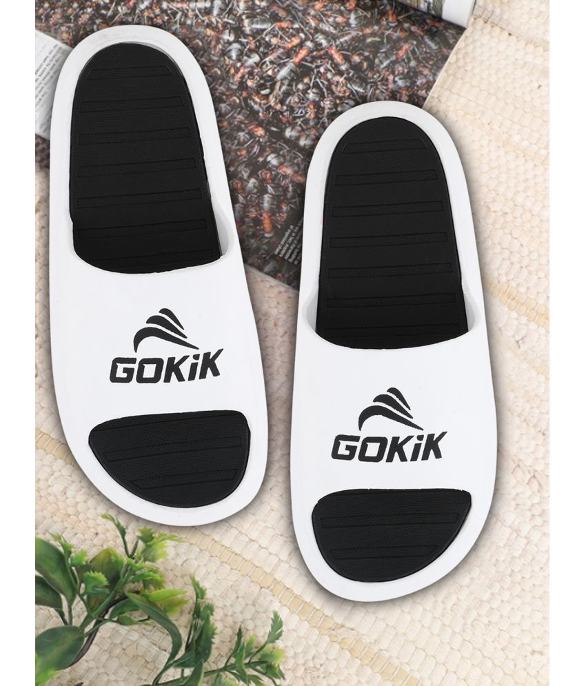     			Gokik Off White Men's Slide Flip Flop