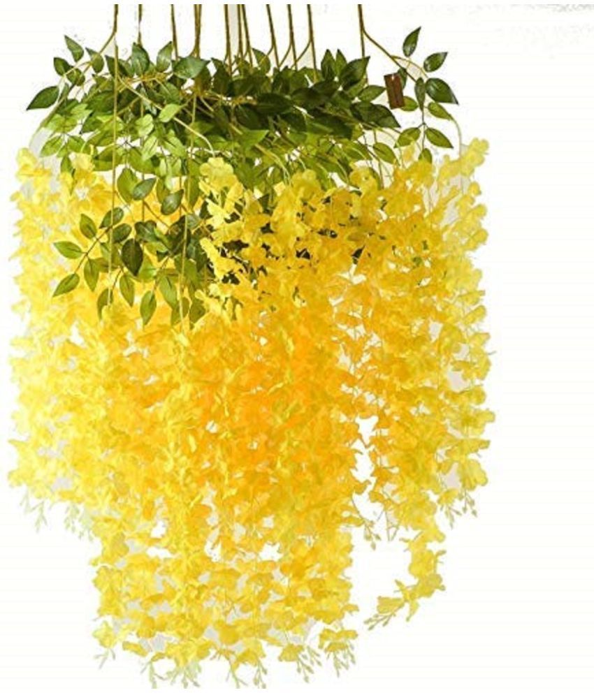     			Green plant indoor - Yellow Wild Artificial Flowers Bunch ( Pack of 12 )