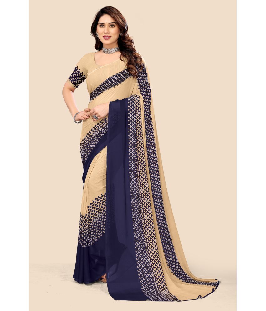     			Kanooda Prints Georgette Printed Saree With Blouse Piece - Beige1 ( Pack of 1 )