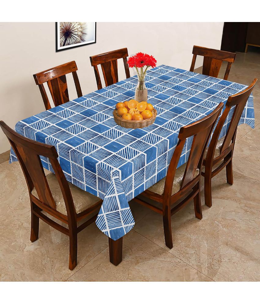     			Oasis Hometex Printed Cotton 6 Seater Rectangle Table Cover ( 178 x 152 ) cm Pack of 1 Blue