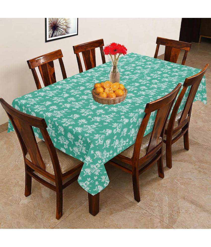     			Oasis Hometex Printed Cotton 6 Seater Rectangle Table Cover ( 178 x 152 ) cm Pack of 1 Green