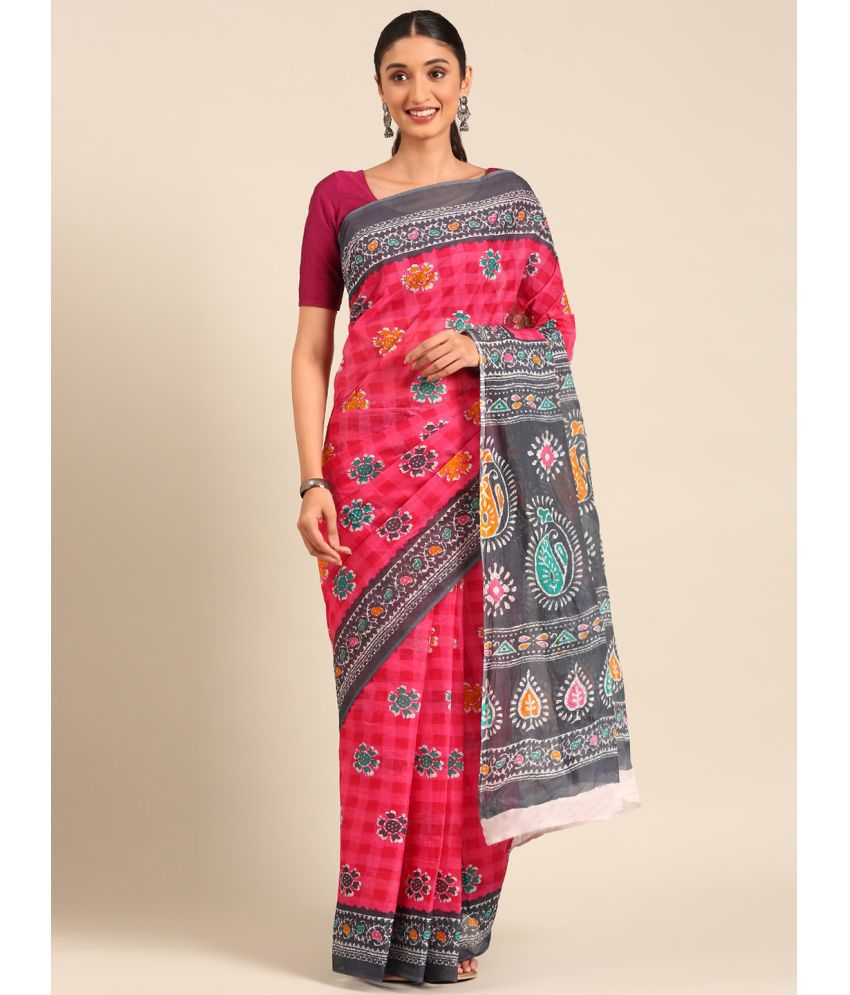     			SHANVIKA Cotton Printed Saree Without Blouse Piece - Pink ( Pack of 1 )
