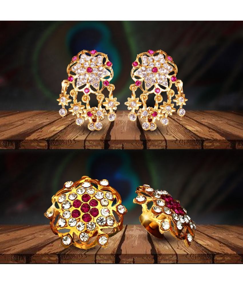     			VIVASTRI Golden Stud Earrings ( Pack of 2 )