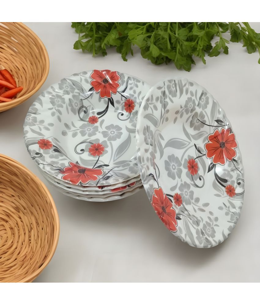     			kitchrox 6 Pcs Melamine Multi Color Quarter Plate