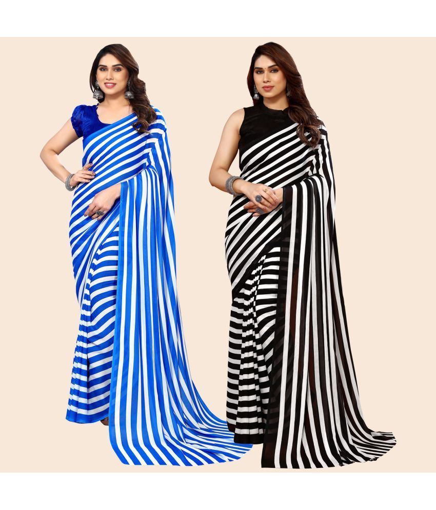     			ANAND SAREES Georgette Printed Saree With Blouse Piece - Multicolor ( Pack of 2 )