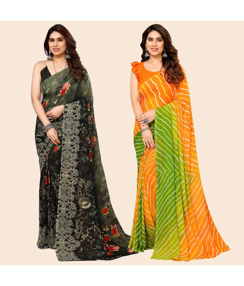     			ANAND SAREES Georgette Printed Saree With Blouse Piece - Multicolor ( Pack of 2 )