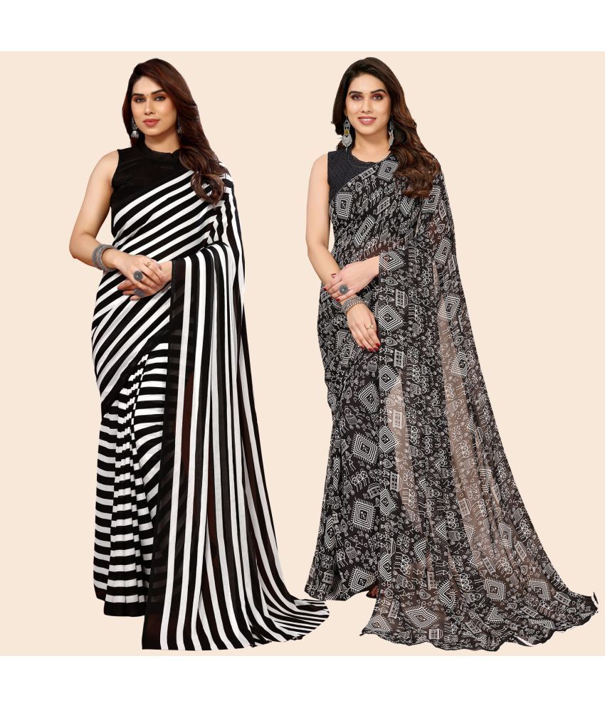     			ANAND SAREES Georgette Printed Saree With Blouse Piece - Multicolor ( Pack of 2 )