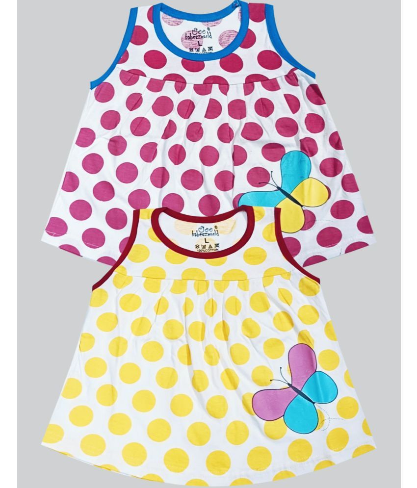     			Babeezworld Pink & Yellow Cotton Baby Girl Frock ( Pack of 2 )