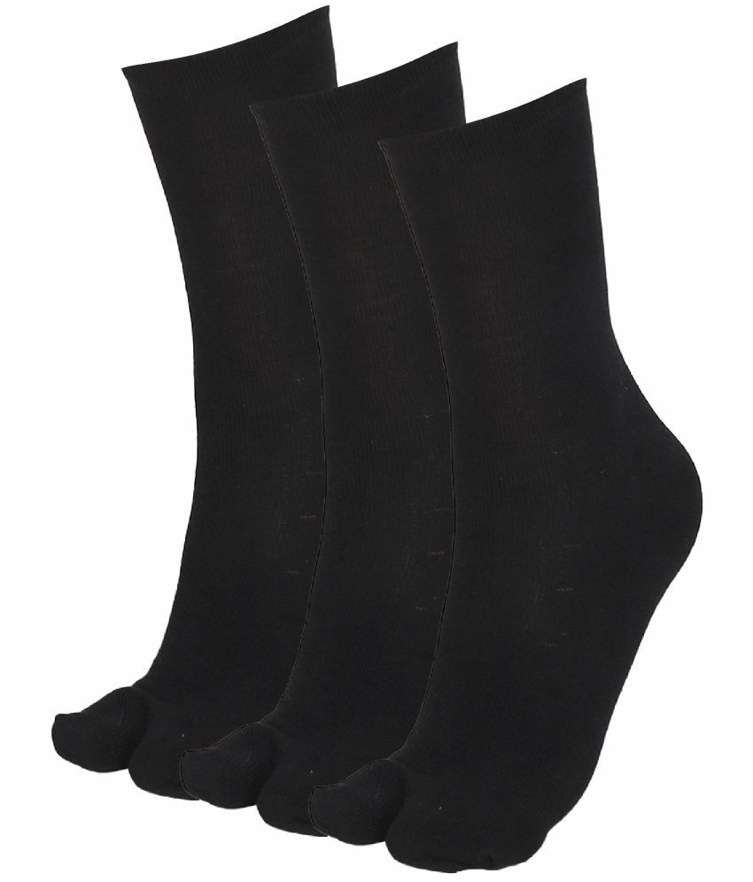     			Bodycare Black Cotton Blend Women's Mid Length Socks ( Pack of 3 )