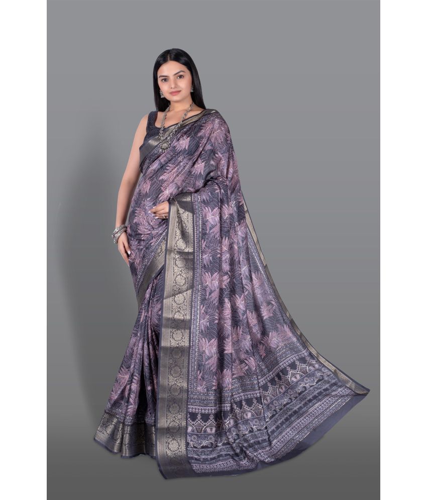     			Chashni Art Silk Printed Saree With Blouse Piece - Black ( Pack of 1 )