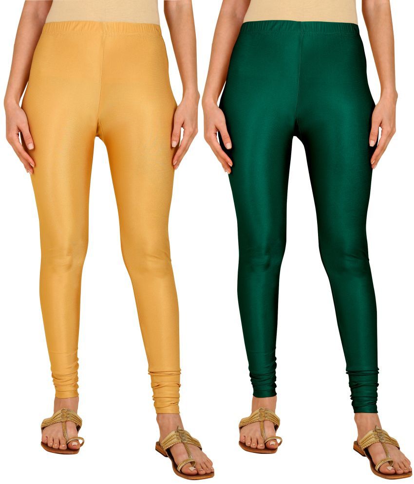     			Colorscube - Green,Gold Lycra Women's Churidar ( Pack of 2 )