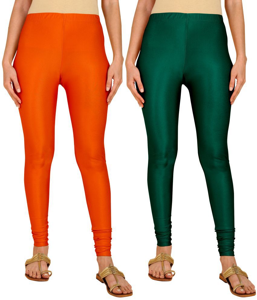     			Colorscube - Green,Orange Lycra Women's Churidar ( Pack of 2 )