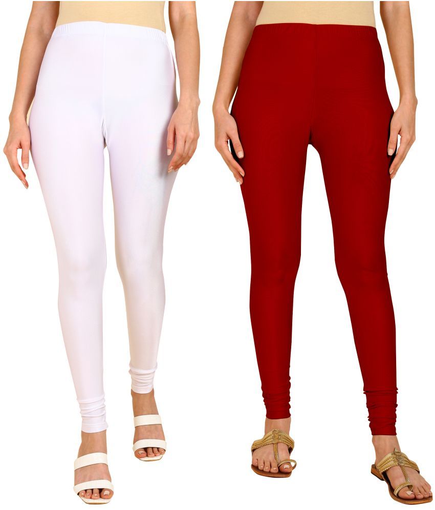     			Colorscube - Maroon,White Lycra Women's Churidar ( Pack of 2 )