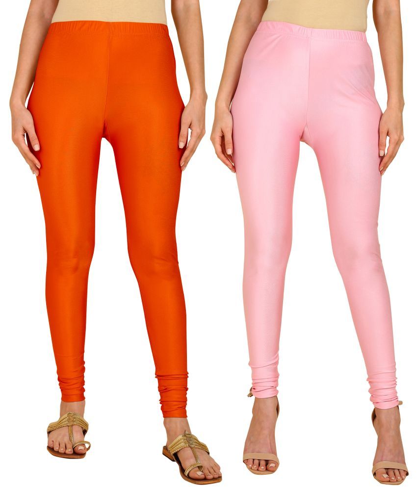     			Colorscube - Pink,Orange Lycra Women's Churidar ( Pack of 2 )