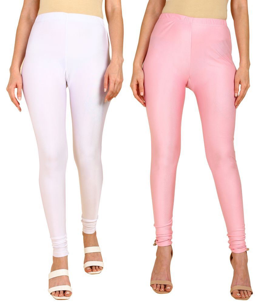     			Colorscube - Pink,White Lycra Women's Churidar ( Pack of 2 )