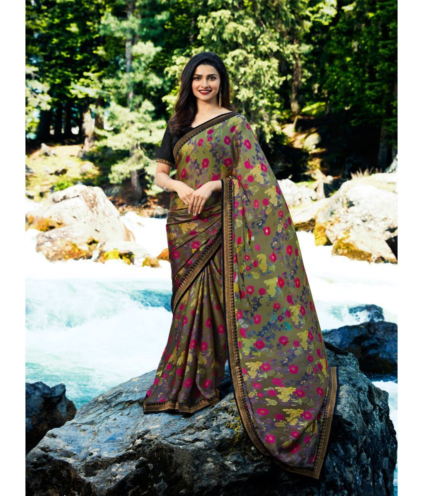     			Gazal Fashions Georgette Printed Saree With Blouse Piece - Multicolour ( Pack of 1 )