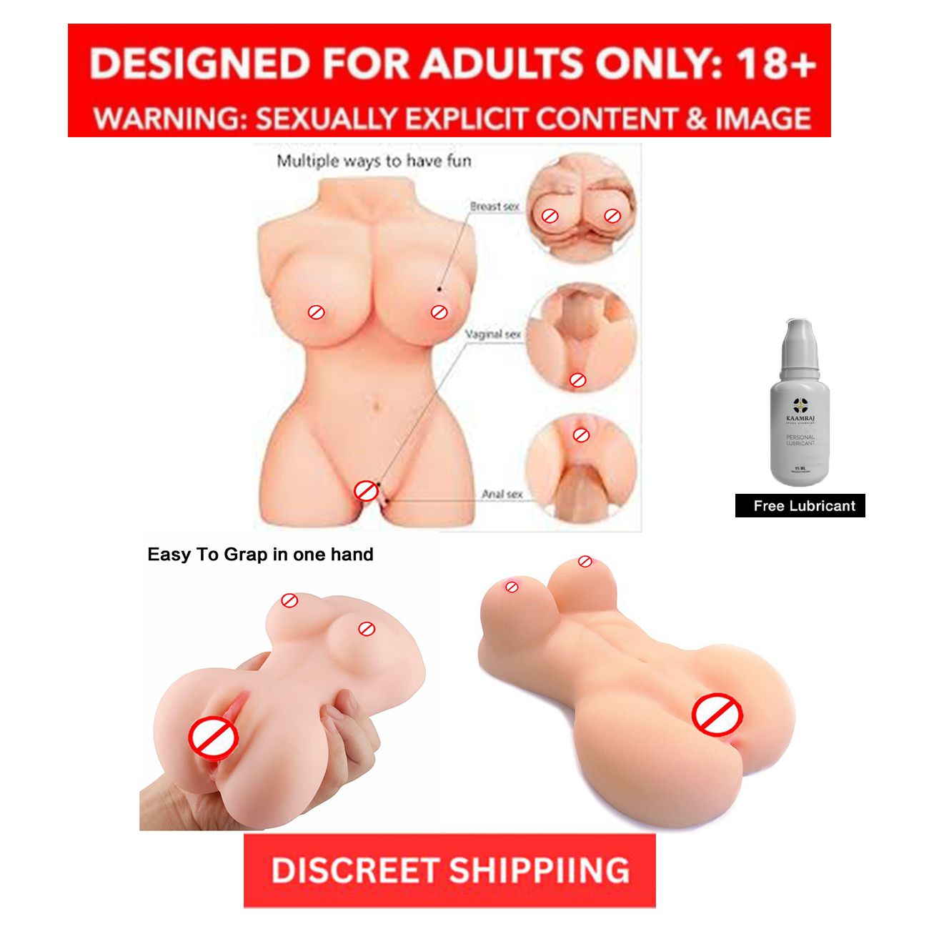     			HALF BODY MALE MASTURBATOR SILICONE SOFT Sex Toy For Men Male Masturbator Fat Butt with 3D Tight Vagina Anal , Realistic Male Sex Toy Men Masturbation SEXY Pocket PUSSY