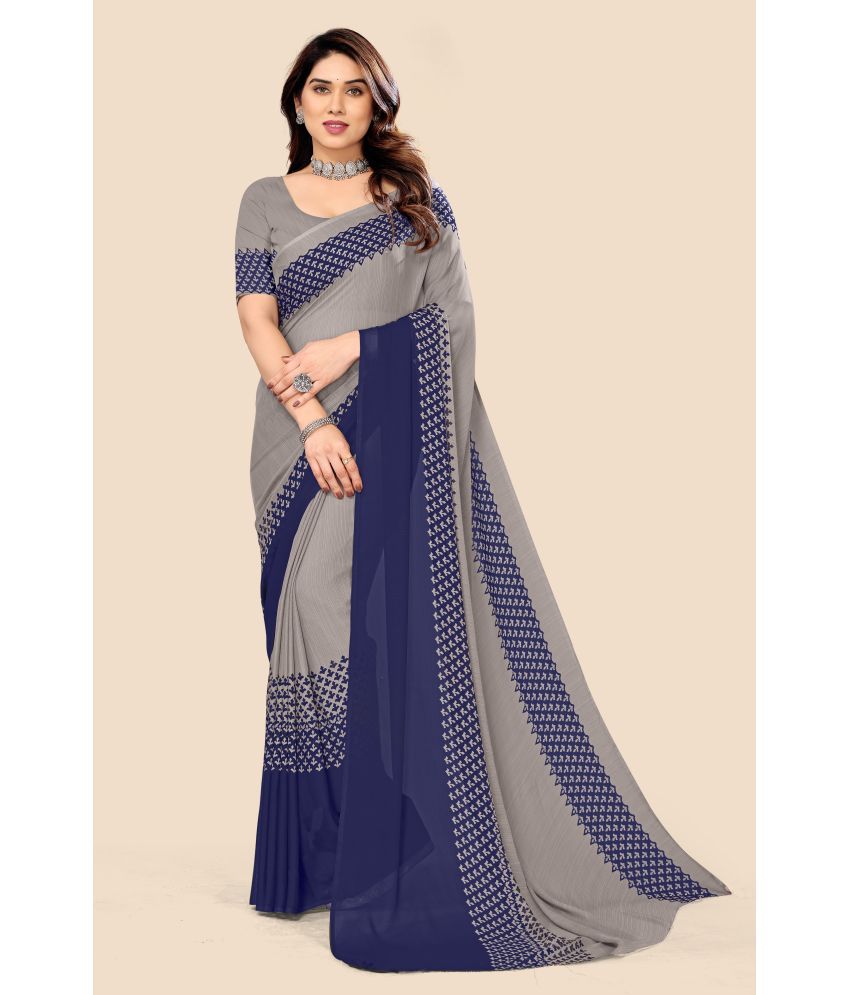     			Kanooda Prints Georgette Printed Saree With Blouse Piece - Grey ( Pack of 1 )
