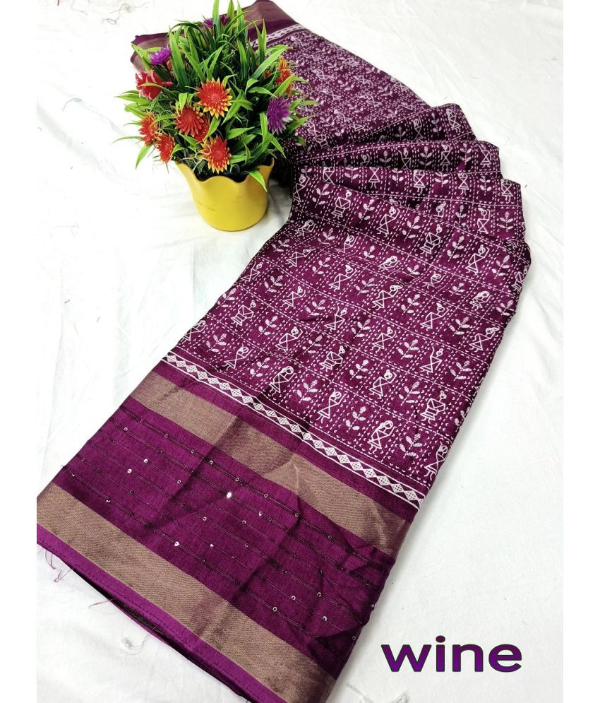     			NIKKARYA Silk Blend Woven Saree With Blouse Piece - Magenta ( Pack of 1 )