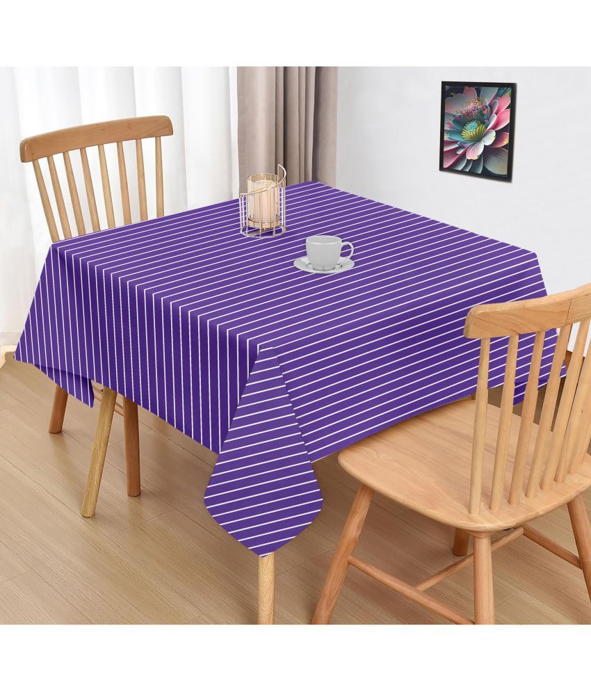     			Oasis Hometex Striped Cotton 2 Seater Square Table Cover ( 102 x 102 ) cm Pack of 1 Lavender