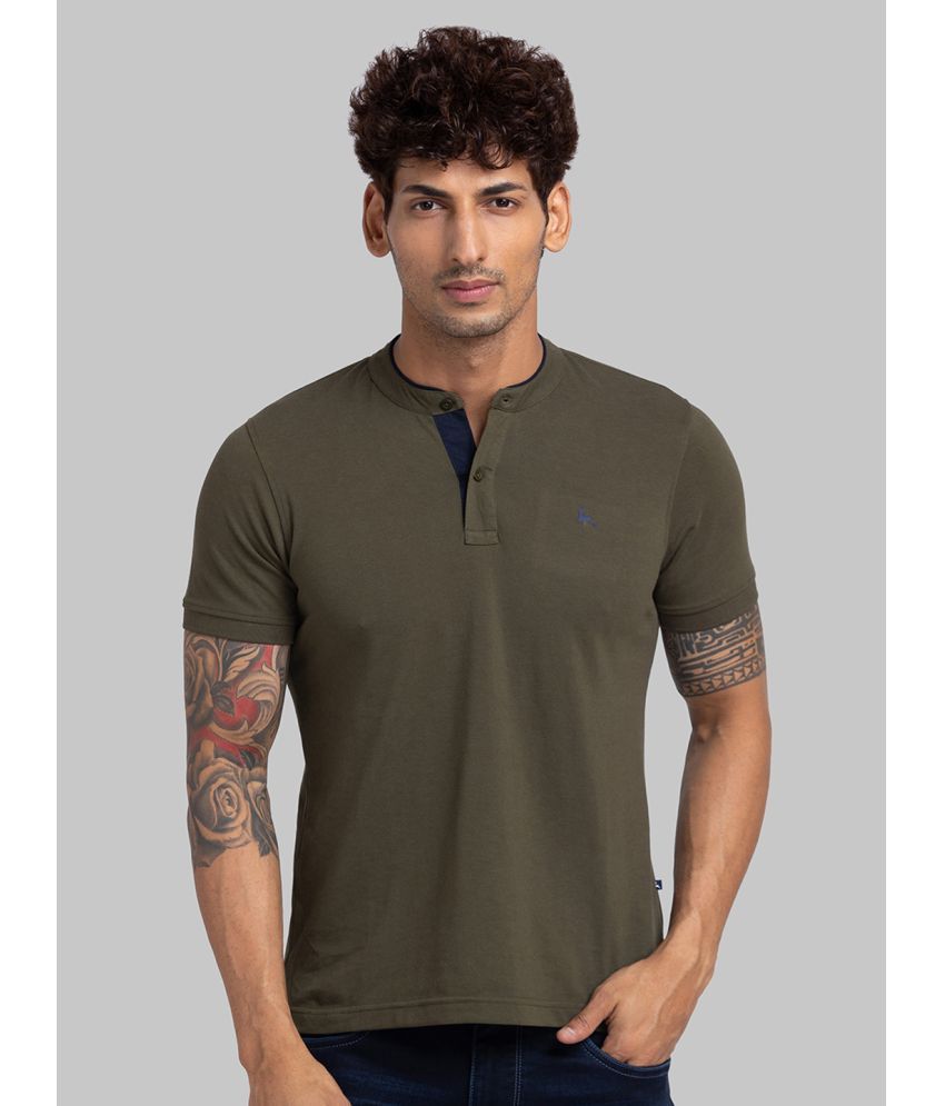     			Parx Cotton Blend Regular Fit Solid Half Sleeves Men's T-Shirt - Green ( Pack of 1 )