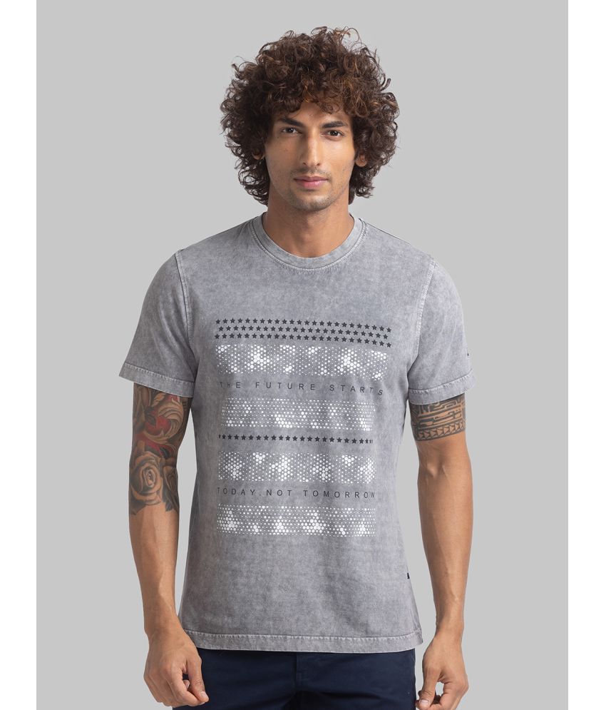     			Parx Cotton Regular Fit Printed Half Sleeves Men's T-Shirt - Grey ( Pack of 1 )