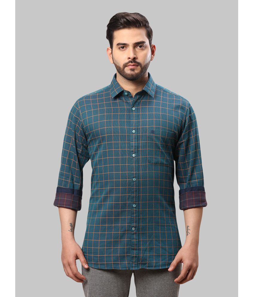     			Raymond 100% Cotton Slim Fit Checks Full Sleeves Men's Casual Shirt - Blue ( Pack of 1 )