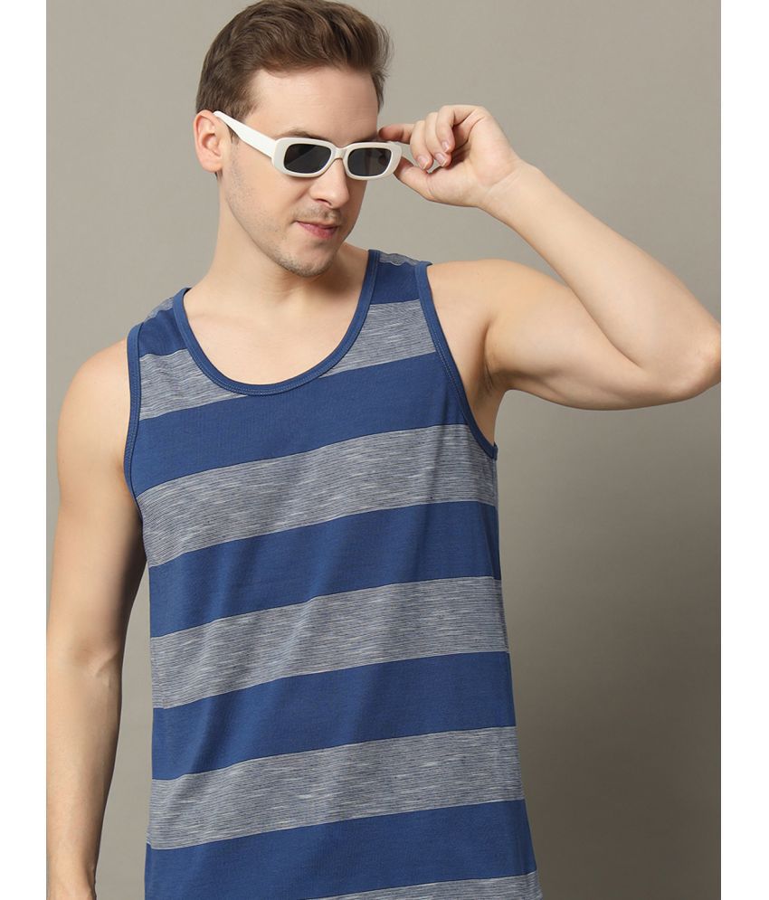     			GET GOLF Cotton Blend Regular Fit Striped Sleeveless Men's T-Shirt - Blue ( Pack of 1 )