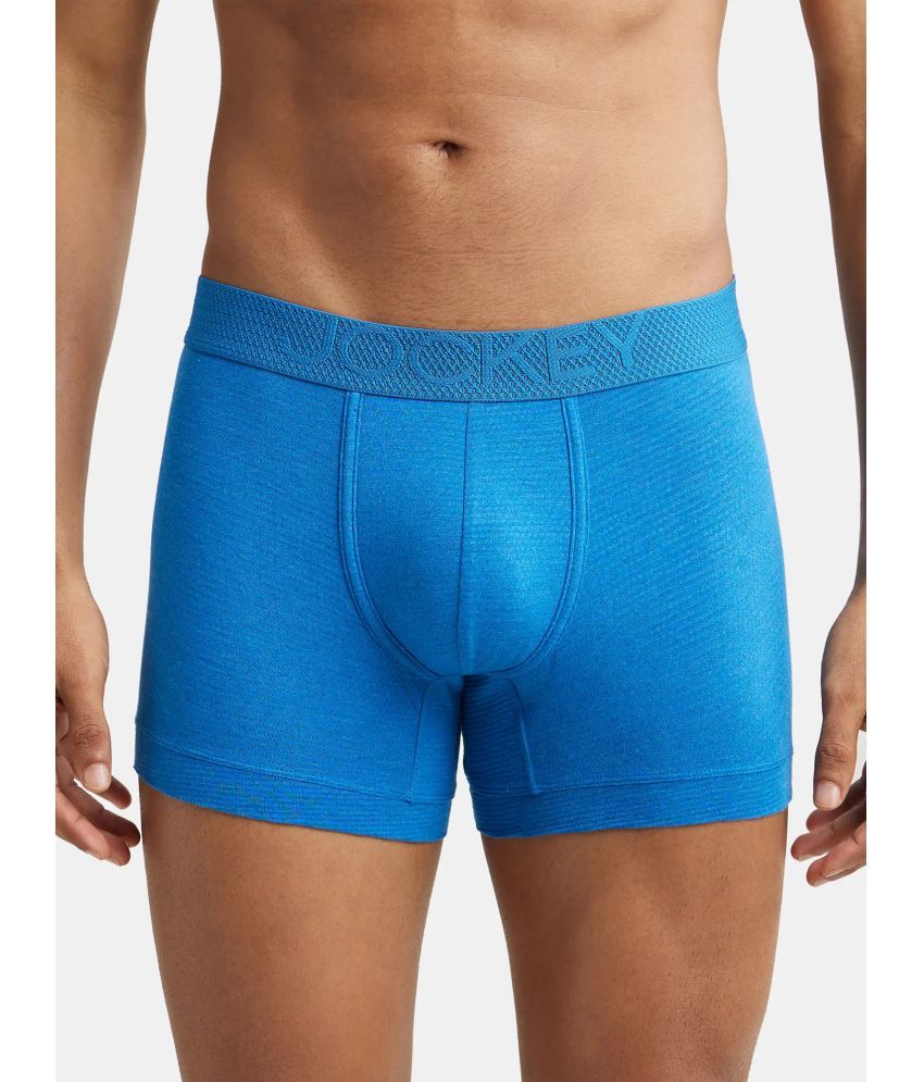     			Jockey LM06 Men Bamboo Cotton Elastane Stretch Breathable Mesh Trunk - Move Blue Melange