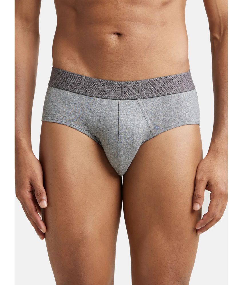     			Jockey LM05 Men Bamboo Cotton Elastane Stretch Breathable Mesh Brief - Mid Grey Melange