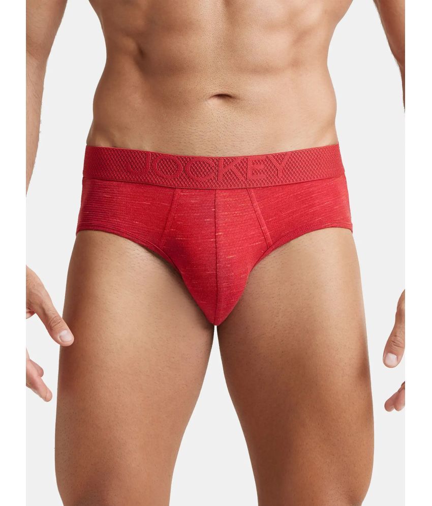     			Jockey LM05 Men Bamboo Cotton Elastane Stretch Breathable Mesh Brief - Red Multi Melange