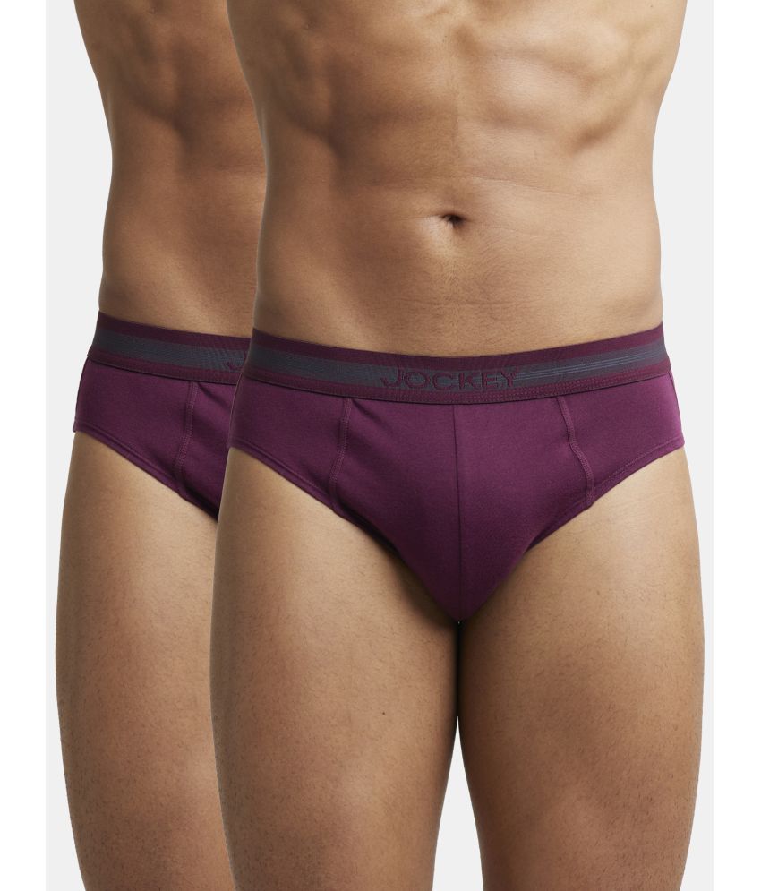     			Pack of 2 Jockey 1010 Men Super Combed Cotton Solid Brief with Stay Fresh Treatment - Wine Tasting