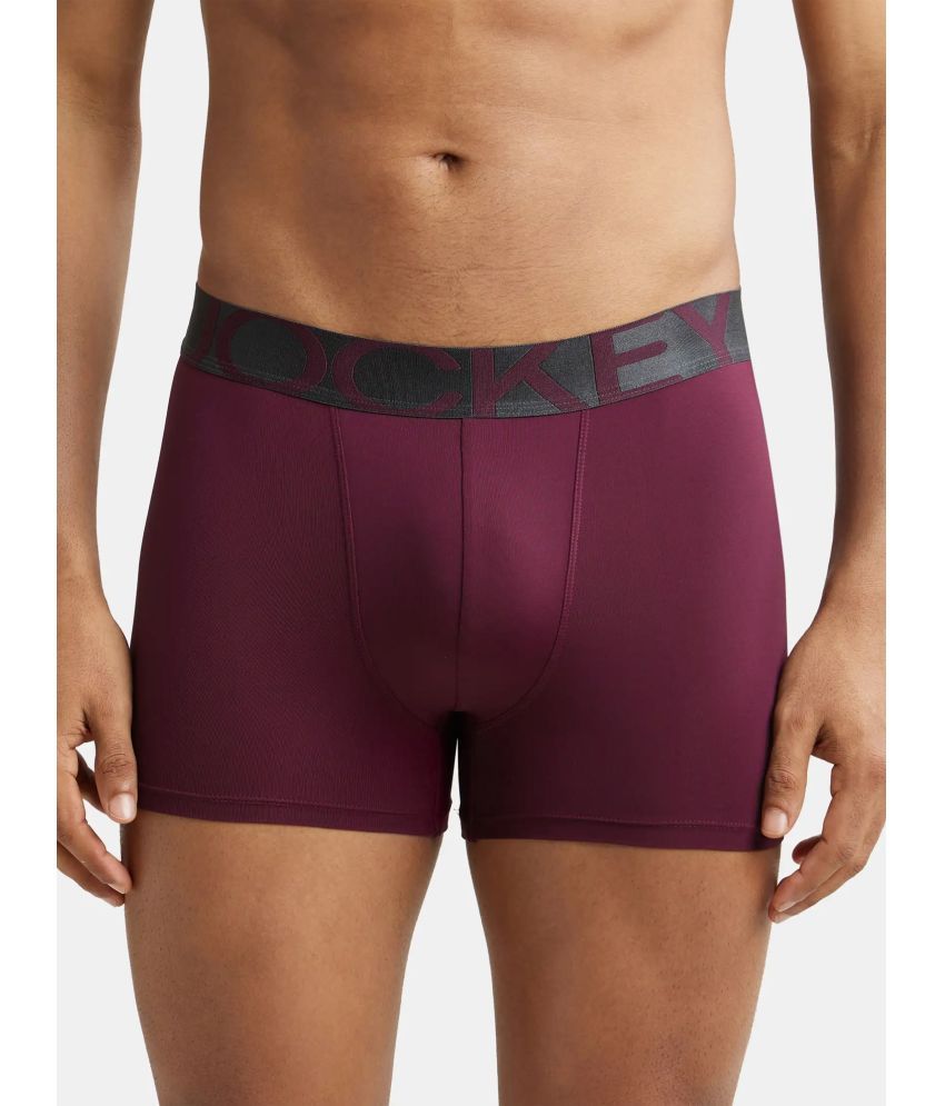     			Jockey IC28 Men Tactel Microfiber Elastane Solid Trunk with Moisture Move Properties - Wine Tasting