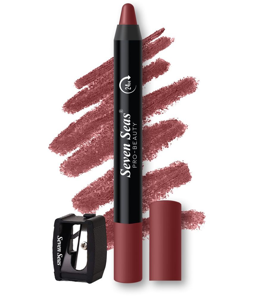     			Seven Seas Matte Mood Non Transfer Crayon Lipstick | Long Lasting Crayon Lipstick (Red Apple 3.5g)