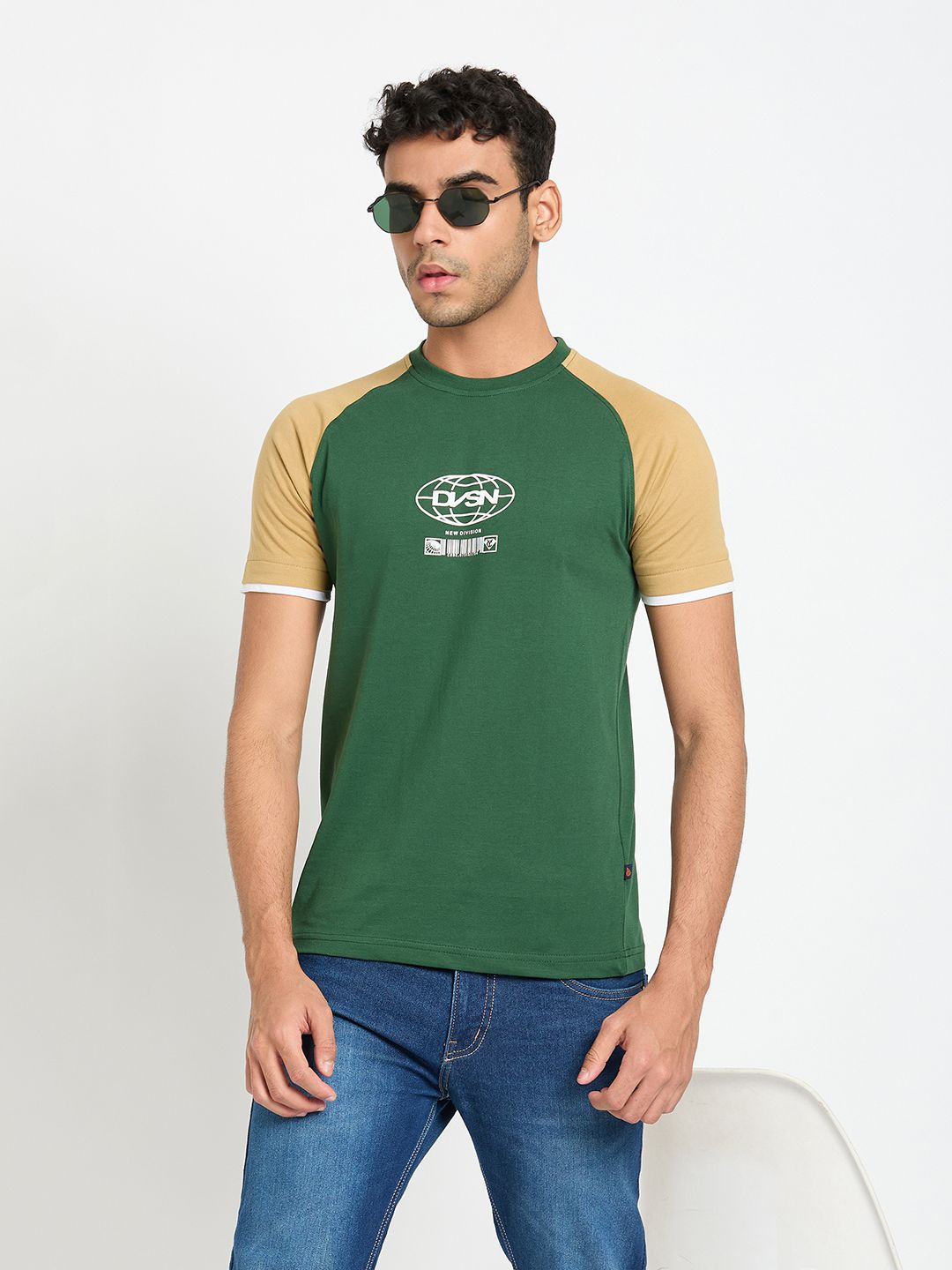     			Club York Cotton Blend Regular Fit Colorblock Half Sleeves Men's T-Shirt - Green ( Pack of 1 )
