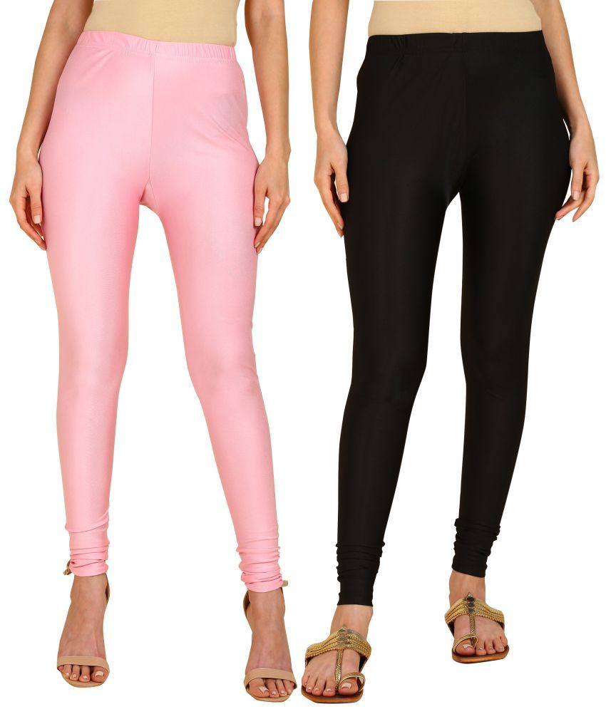     			Colorscube - Black,Pink Lycra Women's Churidar ( Pack of 2 )