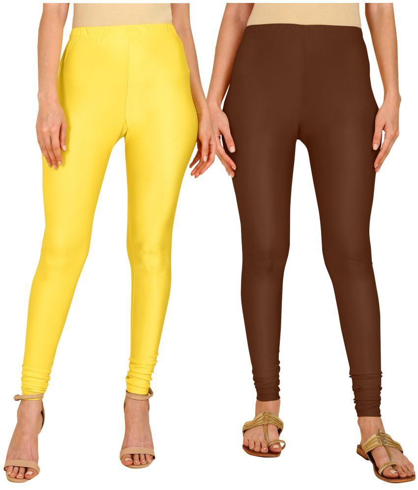     			Colorscube - Brown,Yellow Lycra Women's Churidar ( Pack of 2 )