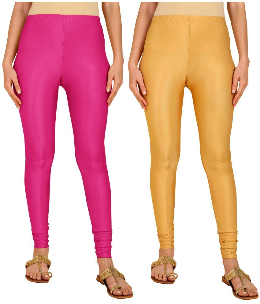     			Colorscube - Gold,Pink Lycra Women's Churidar ( Pack of 2 )