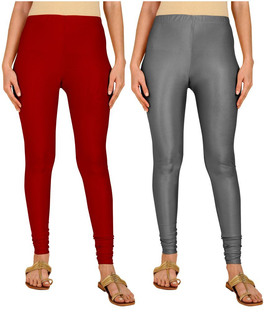     			Colorscube - Grey,Maroon Lycra Women's Churidar ( Pack of 2 )