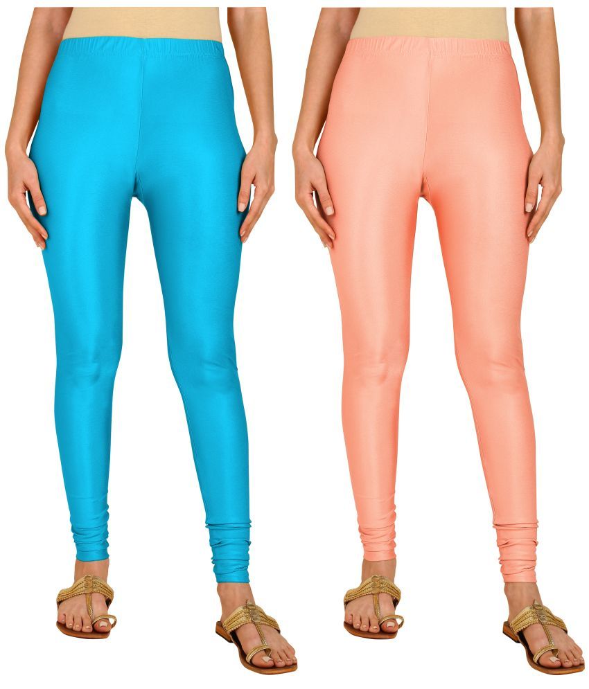     			Colorscube - Peach,Blue Lycra Women's Churidar ( Pack of 2 )