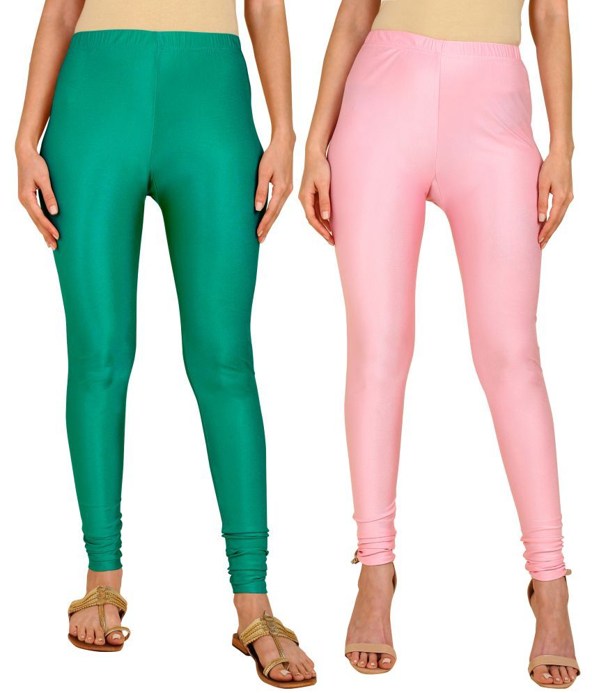     			Colorscube - Pink,Sea Green Lycra Women's Churidar ( Pack of 2 )