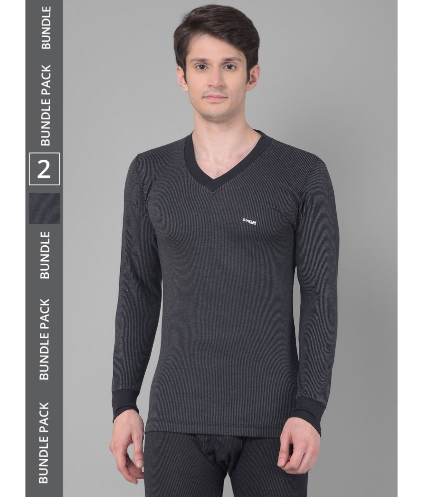     			Pack of 2 Dollar Ultra Black Cotton Blend Men's Thermal Tops