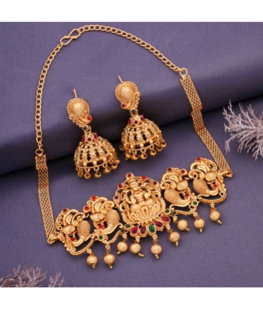    			Thrillz Golden Brass Necklace Set ( Pack of 1 )