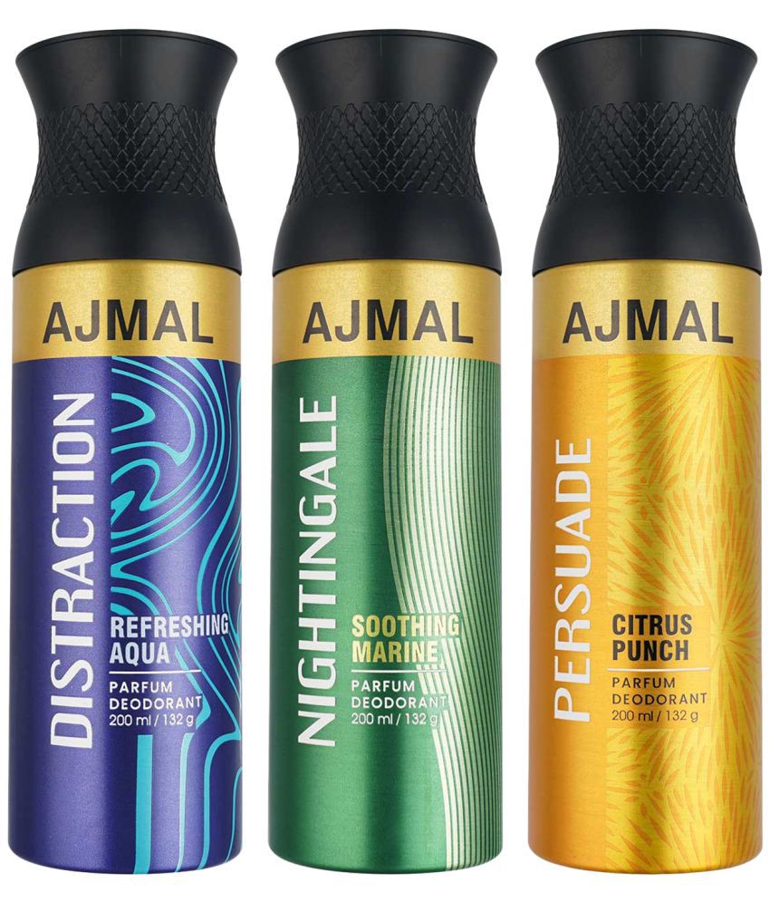     			AJMAL Nightingale & Distraction & Persuade Deodorant Spray for Unisex 600 ml ( Pack of 3 )