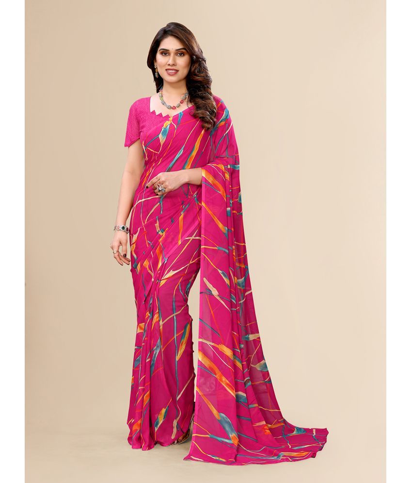     			ANAND SAREES Georgette Printed Saree With Blouse Piece - Pink ( Pack of 1 )