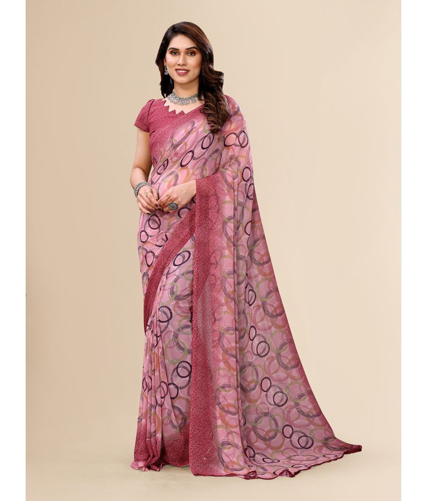     			ANAND SAREES Georgette Printed Saree With Blouse Piece - Peach ( Pack of 1 )