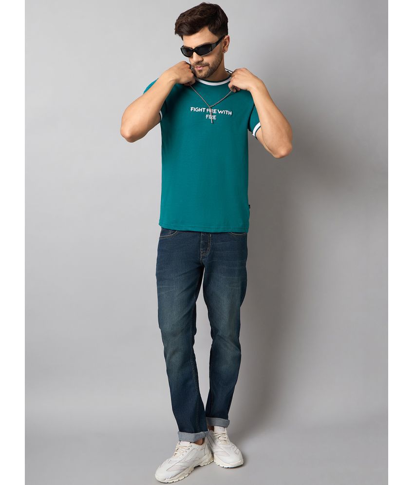     			Club York Cotton Blend Regular Fit Printed Half Sleeves Men's T-Shirt - Teal ( Pack of 1 )