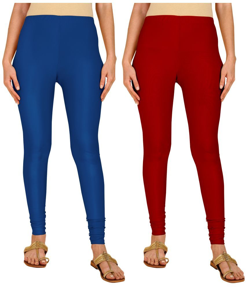     			Colorscube - Maroon,Navy Blue Lycra Women's Churidar ( Pack of 2 )