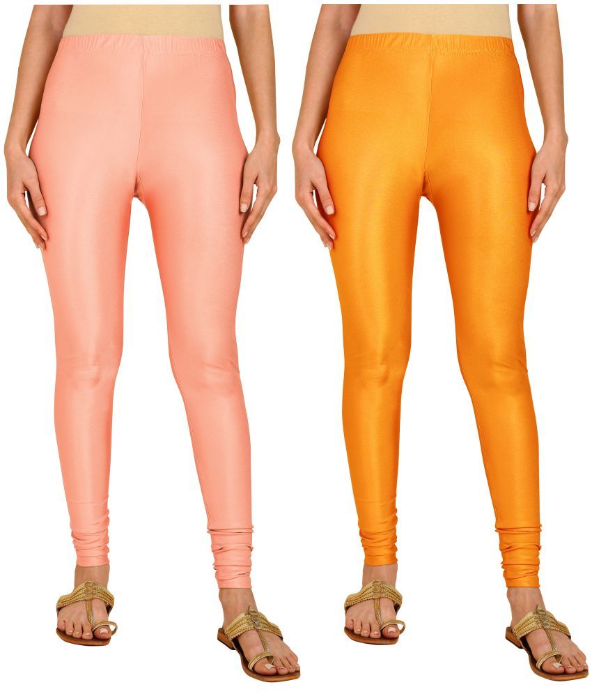     			Colorscube - Mustard,Peach Lycra Women's Churidar ( Pack of 2 )